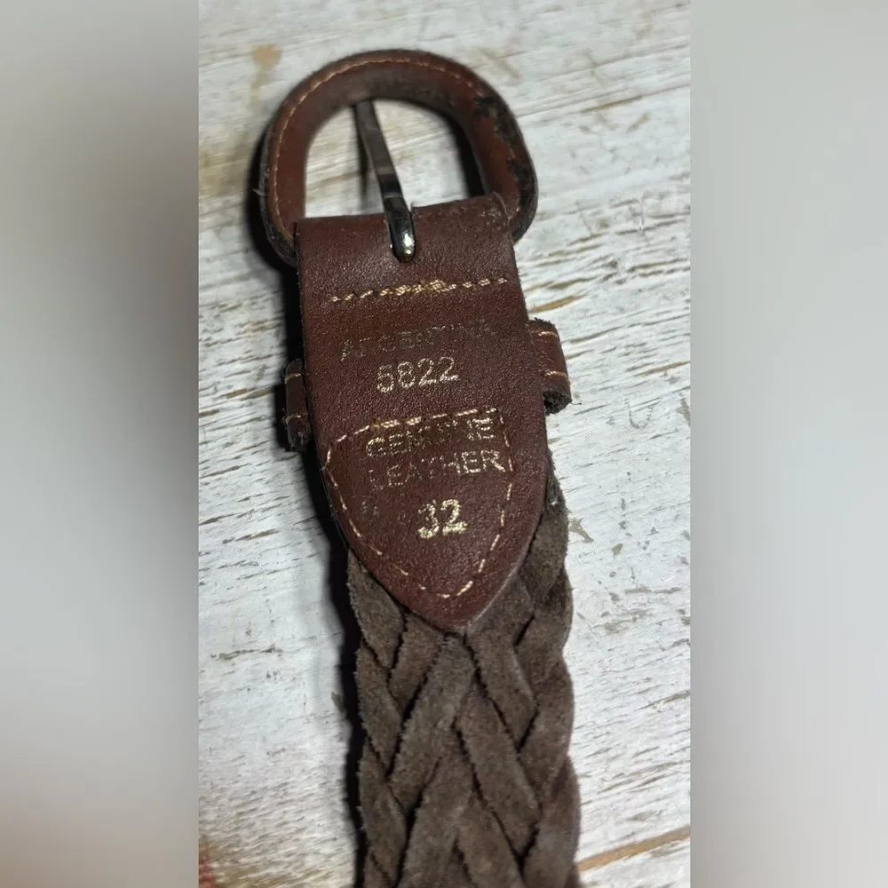 ⚡️💵🧨🎲 41” Brown Genuine Leather Woven Belt Size 32